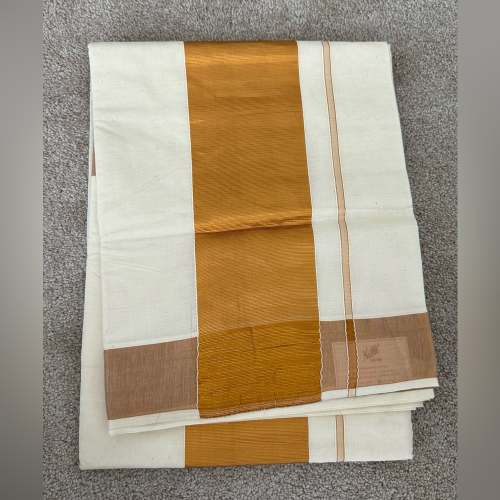 Brand new Nalli premium pure cotton with fine sari Kerala saree